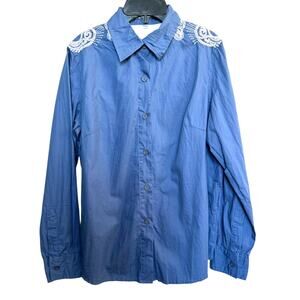 Nino Puccioni Embroidered Button Down Top Size Medium NWT